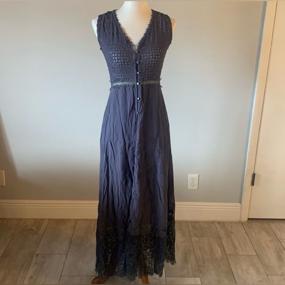 Johnny Was love Boho Maxi Dress Blue XS+ JW Reusable Bag - Picture 5 of 16